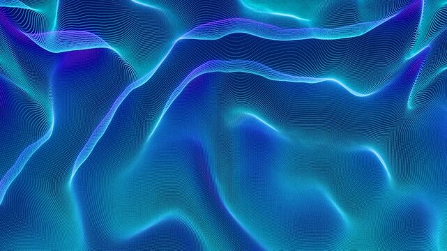 Seamless Loop, looped, cyber, digital network points, wave internet, data wave, cyber attack blue energy	