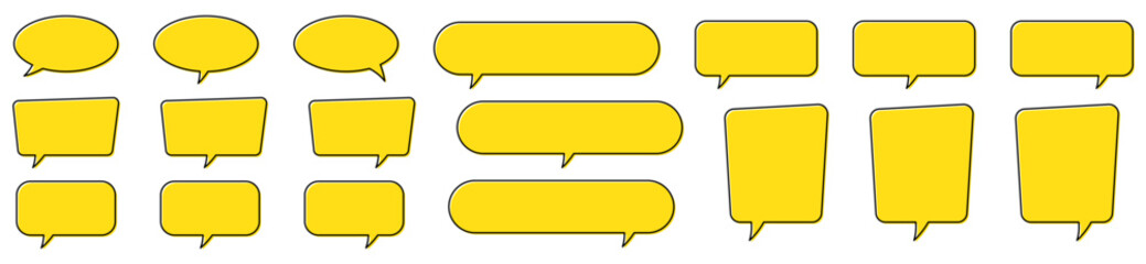 Chat bubble in yellow, quote background, Speech bubble, message box set.