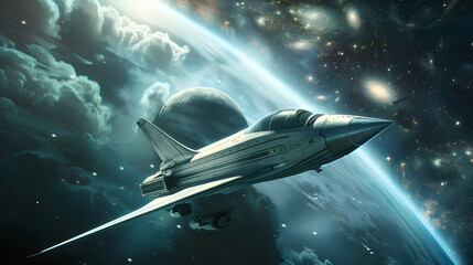 A retrofuturistic space explorer surveys uncharted territories in a mysterious, alien landscape of wonder.