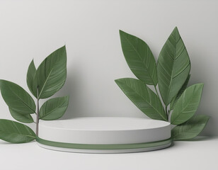 Nature-Inspired Product Display Podium: 3D Rendering on White Background