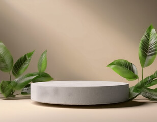 Nature-Inspired Stone Product Display Podium: 3D Rendering