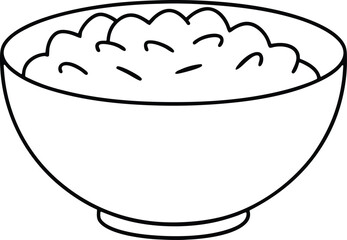 bowl line art vector illustration, hand drawn bowl outline icon design