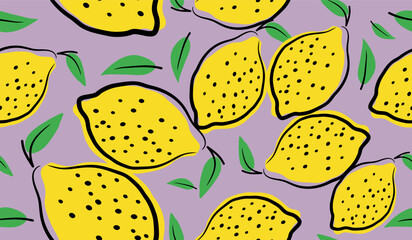 Cute lemon fruits pattern background vector design
