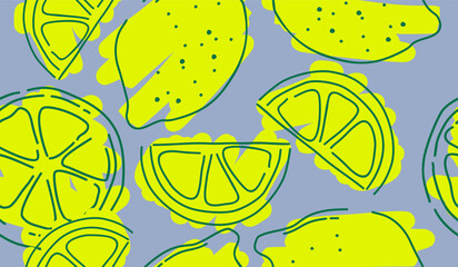 Cute lemon fruits pattern background vector design
