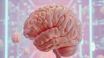 Futuristic Brain Technology. Neural Connections and Artificial Intelligence Concepts