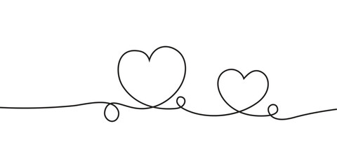 one line Heart icon hand drawn