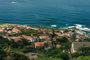 view of Porto Moniz with volcanic lava swimming pools,Madeira