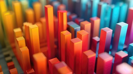 Obraz premium bar graph with colorful segments, representing business metrics.