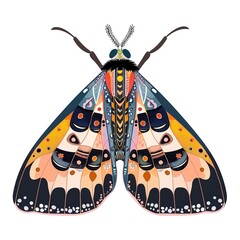 Moth Modern Boho animal fashion cartoon isolated whitebackground 16:9