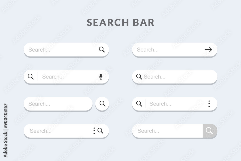 Fototapete search bar vector element design. set of search boxes ui template
