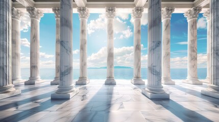 Fototapeta premium Ancient Marble Columns Overlooking the Sea