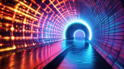 Fototapeta premium Abstract 3D financial tunnel with light effects, symbolizing financial pathways.