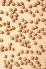 Raw chickpeas on colored background. Healthy and natural vegetarian food