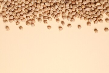 Raw chickpeas on colored background. Healthy and natural vegetarian food