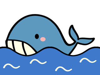 かわいいクジラのキャラクターイラスト素材