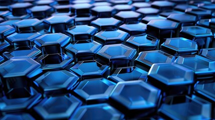 Naklejka premium Abstract 3D hexagon grid with financial symbols, representing structured business environments.