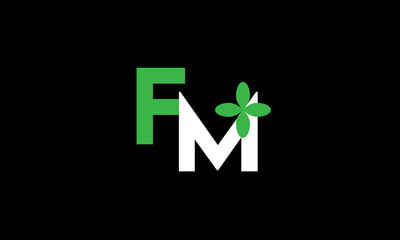 Fototapeta premium FM Leaf Logo Initial Green Nature