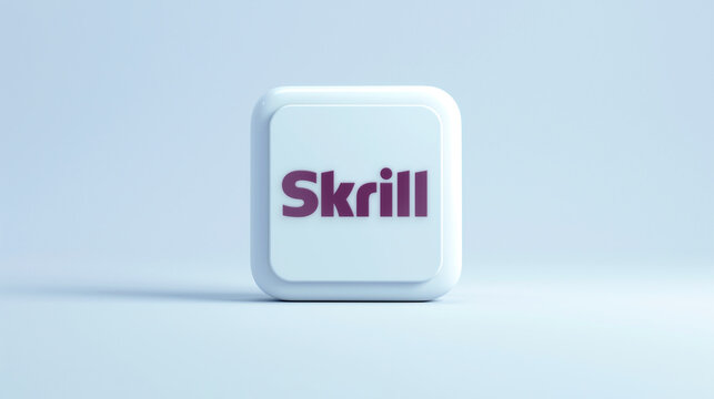 Skrill app 3d icon on a pale blue background