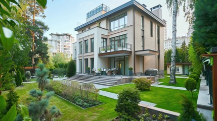 Fototapeta premium Luxury Home with Landscaped Yard