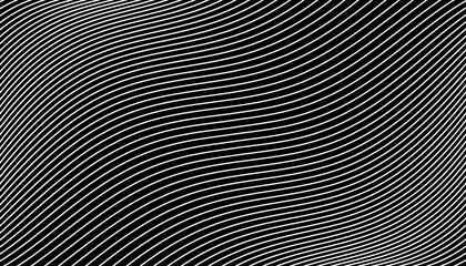 Diagonal wave lines black pattern, striped seamless texture with slanted lines, line background
