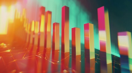 Obraz premium 3D financial growth graph with rising trends, symbolizing business success.