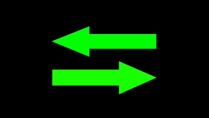 Green swipe right and left pointing solid arrow icon. Flashing direction indicators.