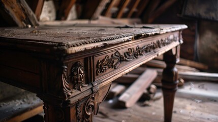 Describe an antique table you discovered in an old attic. What is its history, and why is it a valuable find