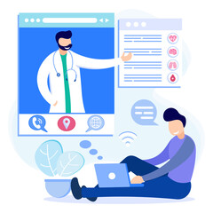 Illustration vector graphic cartoon character of online medical