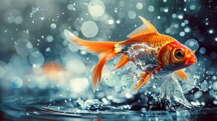 Goldfish Jumping Out Of Water