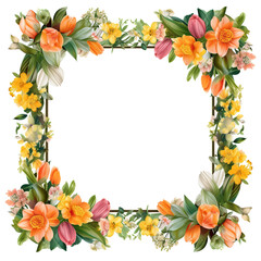 Fototapeta premium spring flowers frame transparent Background