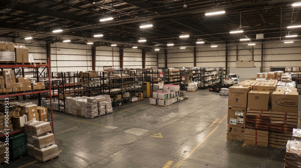 Canvas Prints A warehouse with a dedicated area for returns processing, where goods are inspected, sorted, and restocked.