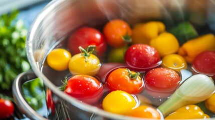 Blanching vegetables briefly in boiling water, preserving their color and crunch