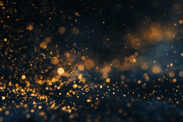 Obraz premium A closeup abstract image of golden bokeh lights scattered against a dark background