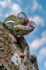Obraz premium Photo of chameleon in natural habitat
