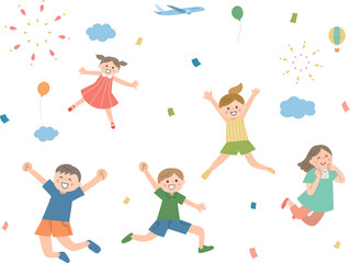 Fototapeta premium ジャンプする子どもたち
