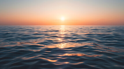 Fototapeta premium Vibrant sunset colors reflect off a calm ocean, creating a serene and peaceful atmosphere.