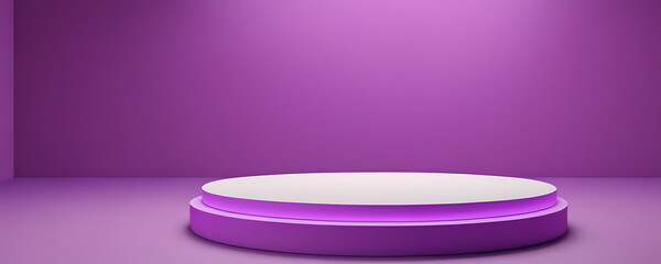 A sleek white circular podium on a purple background. Perfect for showcasing products, highlighting awards, or creating eye-catching social media visuals.