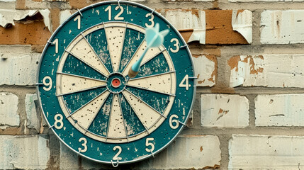 Fototapeta premium Precision and Passion A close-up of a dart hitting the bullseye on a dartboard, symbolizing the focus and accuracy needed to achieve your goals and hit your target with confidence wallpaper, backgroun