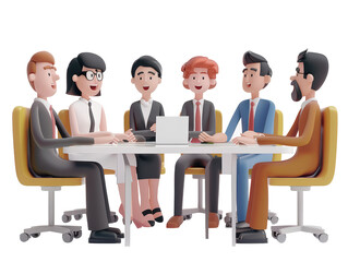 3D cartoon Business Professionals meeting on the desk