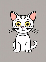 Fototapeta premium Cartoon cat sitting against gray backdrop