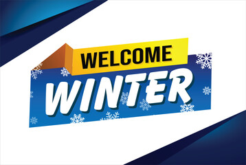 welcome winter word text concept icon logo sign symbol vector note blue style for use landing page, template, social media, web, mobile app, poster, banner, flyer, background, gift card, coupon

