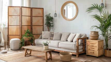 Cozy Living Room with  Natural Elements