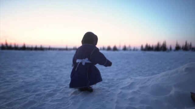 A child in traditional Yamal clothes