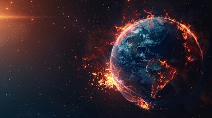 Obraz premium Planet earth burning in flames. Global warming concept.