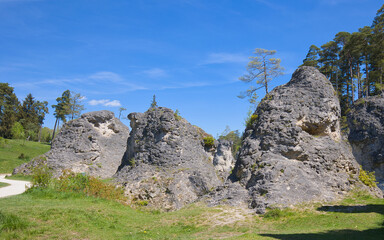 Rock boulders in the Felsenmeer at Wental near Heidenheim in Württemberg, Germany.