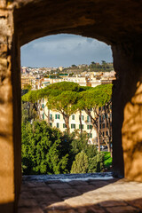 Beautiful view of Rome from the window of sant angelo castle