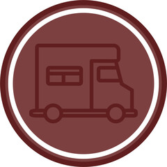 Motorhome Vector Line Double Circle Maroon