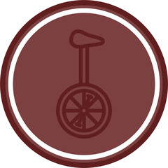 Unicycle Vector Line Double Circle Maroon