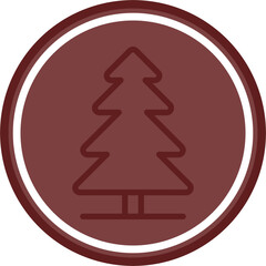 pine Vector Line Double Circle Maroon