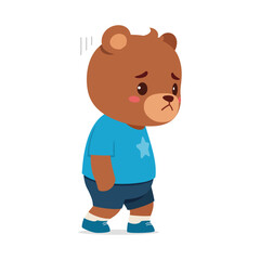Fototapeta premium cute little bear walking alone and feeling sad